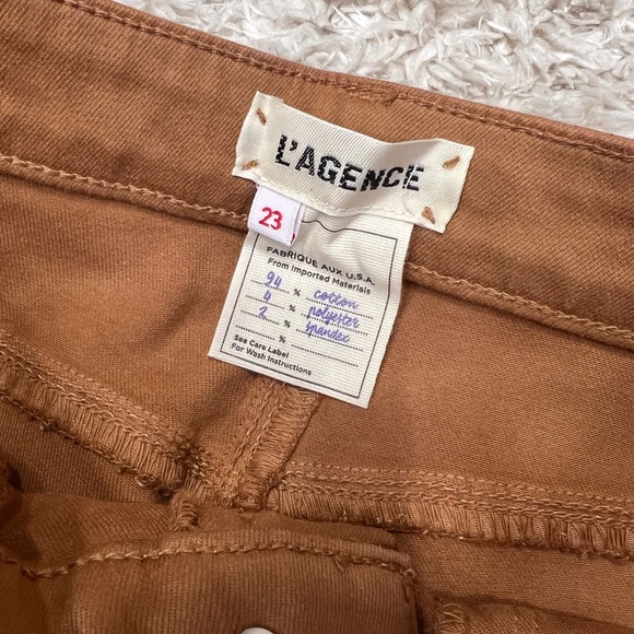 L’AGENCE Marguerite Skinny High Rise Hazelnut Coated Jeans Size 23 New - Picture 9 of 11